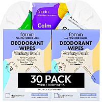 Fomin Travel Deodorant Wipes 30 Count Variety Pack Ph Balanced Hypoallergenic Mini Deodorant Wipes For Women And Men Pl