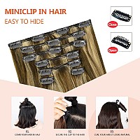 Ugotrays Clip In Hair Extensions Human Hair 70G Medium Brown Mixed Golden Blonde Fading To Honey Blonde Balayage Soft Straight H