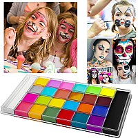 Aolikoko 26 Colors Face Body Paint Palette Kithalloween Makeup Kit Face Painting Kit Professionalwith 10 Brushes30 Pcs Sti