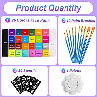 Aolikoko 26 Colors Face Body Paint Palette Kithalloween Makeup Kit Face Painting Kit Professionalwith 10 Brushes30 Pcs Sti