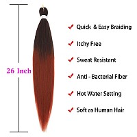 Ombre Braiding Hair Pre Stretched Ombre Ginger Easy Braiding Hair Yaki Texture Professional Synthetic Braiding Hair 26 Inches Br