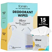 Fomin Travel Deodorant Wipes 15 Count Glowing Coconut And Vanilla Ph Balanced Hypoallergenic Mini Deodorant Wipes For Wom