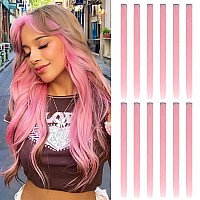 Hh Fashion 12 Pcs Colored Clip In Hair Extension 20 Inch Long Straight Party Highlights Synthetic Hairpieces For Women Girls Kid