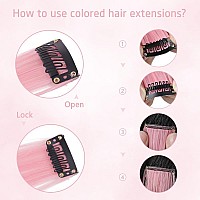 Hh Fashion 12 Pcs Colored Clip In Hair Extension 20 Inch Long Straight Party Highlights Synthetic Hairpieces For Women Girls Kid