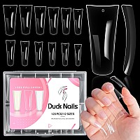 Krofaue Extra Long Duck Nail Tips Xxl Clear Duck Nails 120Pcs Full Cover Duck Tips 12 Sizes Crystal Duck Feet Style Curved Fal