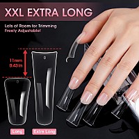 Krofaue Extra Long Duck Nail Tips Xxl Clear Duck Nails 120Pcs Full Cover Duck Tips 12 Sizes Crystal Duck Feet Style Curved Fal