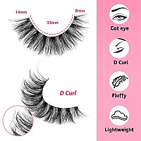 False Lashes Natural Eyelashes Fluffy Lashes D Curl Eyelashes 14Mm 3D Volume Wispy Fake Eyelashes Strips Clear Band 10 Pairs Las