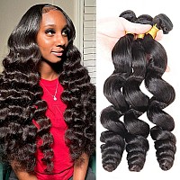 Loose Wave Human Hair Bundles 100 Unprocessed Brazilian Virgin Hair 12A Loose Wave 3 Bundles 24 24 24 Inch Hair Extensions Doub