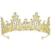 Didder Baroque Gold Crown For Princess Bride And Occasions Tiara For Women Girls Wedding Halloween Christmas Prom Birt