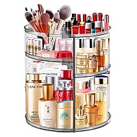 Leewent 360 Rotating Makeup Organizer Large Capacity Cosmetics Organizer For Perfume Holder Organizer Countertop Diy Spinning M