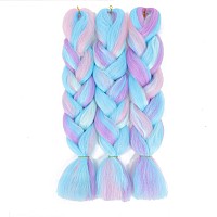 Afnote Rainbow Braiding Hair Extension 24 Inch 3 Packs Synthetic Profession Jumbo Braid In Hair Extensions 4 Tone Crochet Colore