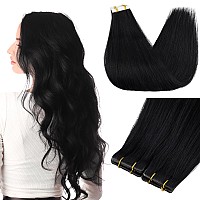 Full Shine Insert Hair Extensions Tape In 5Pcs Black Intact Tape In Hair Extensions Color 1 Black Virgin Hair Extensions Seamles