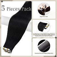 Full Shine Insert Hair Extensions Tape In 5Pcs Black Intact Tape In Hair Extensions Color 1 Black Virgin Hair Extensions Seamles