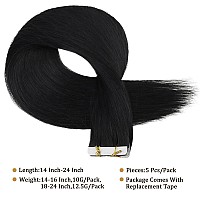 Full Shine Virgin Injection Remy Hair 5Pcs Color 1 Jet Black Tape In Hair Extensions Injected Tape In Extensions 14 Inch Seamles