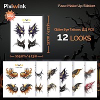 Pixiwink Halloween Temporary Tattoos 12 Pairs Face Tattoos For Adults Dia De Los Muertos Day Of The Dead Face Tattoos Halloween