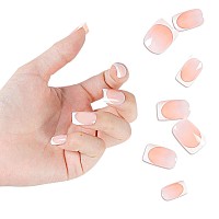 Liarty 120 Pcs French Press On Nails Short Square French Tip False Nails Manicure 12 Size Acrylic Full Cover Artificial Fake N