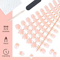 Liarty 120 Pcs French Press On Nails Short Square French Tip False Nails Manicure 12 Size Acrylic Full Cover Artificial Fake N