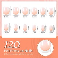 Liarty 120 Pcs French Press On Nails Short Square French Tip False Nails Manicure 12 Size Acrylic Full Cover Artificial Fake N