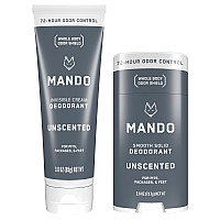 Mando Whole Body Deodorant Invisible Cream Tube And Solid Stick 72 Hour Odor Control Aluminum Free Baking Soda Free Skin