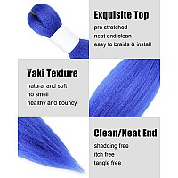 Kavsorapi Blue Braiding Hair 20 Inch Pre Stretched Hair Colored Short Straight Crochet Braids Yaki Texture Synthetic Hair 3 Pack