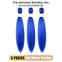 Kavsorapi Blue Braiding Hair 20 Inch Pre Stretched Hair Colored Short Straight Crochet Braids Yaki Texture Synthetic Hair 3 Pack