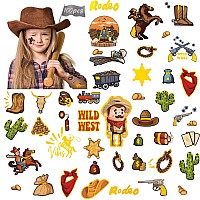 100Pcs Cowboy Temporary Tattoos For Kids Boys Cowboy Crafts Rodeo Cowboy Hats Boots Horse Shoes Fake Tattoo Body Sticker For C