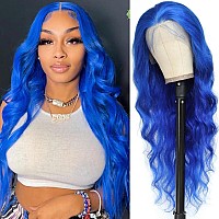 Lotulo Blue Lace Front Wig Human Hair 13X4 Lace Front Wigs Human Hair Pre Plucked With Baby Hair 180 Density Body Wave Colore