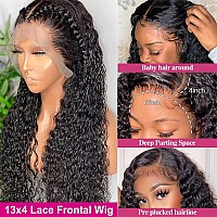 Qangelabeauty 13X4 Human Hair Lace Front Wigs For Black Women 180 Density Brazilian Deep Wave Hd Transparent Lace Front Wig Wit