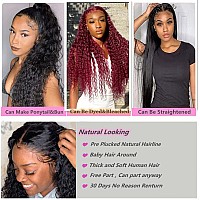 Qangelabeauty 13X4 Human Hair Lace Front Wigs For Black Women 180 Density Brazilian Deep Wave Hd Transparent Lace Front Wig Wit