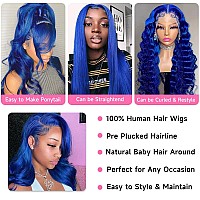 Lotulo Blue Lace Front Wig Human Hair 13X4 Lace Front Wigs Human Hair Pre Plucked With Baby Hair 180 Density Body Wave Colore