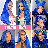 Lotulo Blue Lace Front Wig Human Hair 13X4 Lace Front Wigs Human Hair Pre Plucked With Baby Hair 180 Density Body Wave Colore