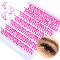 Colored Lash Clusters D Curl Eyelash Extension Pink Individual Lashes 40D 140Pcs Colored Cluster Lashes 16Mm Pink Eyelash Cluste