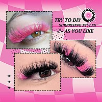 Colored Lash Clusters D Curl Eyelash Extension Pink Individual Lashes 40D 140Pcs Colored Cluster Lashes 16Mm Pink Eyelash Cluste