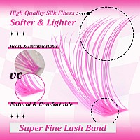 Colored Lash Clusters D Curl Eyelash Extension Pink Individual Lashes 40D 140Pcs Colored Cluster Lashes 16Mm Pink Eyelash Cluste