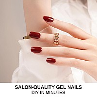 Danni Toni Semi Cured Gel Nail Strips Dark Red Ruby Reverie Gel Nail Stickers Burgundy Glossy Nail Wraps 28 Stickers