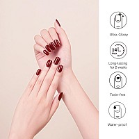 Danni Toni Semi Cured Gel Nail Strips Dark Red Ruby Reverie Gel Nail Stickers Burgundy Glossy Nail Wraps 28 Stickers