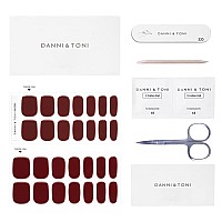 Danni Toni Semi Cured Gel Nail Strips Dark Red Ruby Reverie Gel Nail Stickers Burgundy Glossy Nail Wraps 28 Stickers