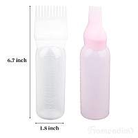 Framendino 2 Pack Root Comb Applicator Bottle Squeeze Hair Dye Bottles With Scalp Pink White