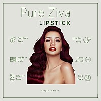 Pure Ziva Perfect Plum Medium Red Deep Pink Lipstick Color Moisturizing Paraben Free No Animal Testing Cruelty Free Lip Makeu