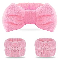 Wsyub Pink Spa Headband And Wristband Set For Face Washing