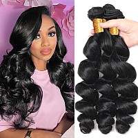 10A Loose Wave Bundles Brazilian Loose Wave Human Hair 3 Bundles 26 28 30Inch Natural Loose Curly Human Hair 100 Unprocessed Vi