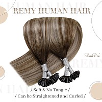 Laavoo U Tip Hair Extensions Human Hair Dark Brown Ombre Light Brown Mix Blonde Balayage Ktip Human Hair Extensions 14 In Short