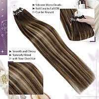 Laavoo Micro Ring Hair Extensions Human Hair Balayage Medium Brown To Caramel Brown Microlink Hair Extensions Human Hair For Wom