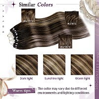 Laavoo Micro Ring Hair Extensions Human Hair Balayage Medium Brown To Caramel Brown Microlink Hair Extensions Human Hair For Wom