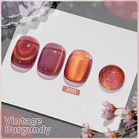 Gaoy Cat Eye Gel Nail Polish 16Ml Glitter Holographic Nail Polish With Magnet Reflective Translucent Uv Gel 2031 Vintage Burg