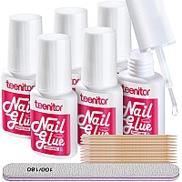 Teenitor Nail Glue Strong 42Ml Professional Nail Glue For Press Ons Brush On Nail Glue For Acrylic Nails Nail Bond Glue With N