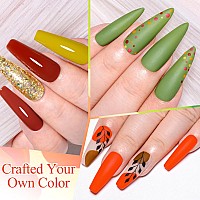 Meet Across Fall Gel Nail Polish Set 12Pcs Autumn Series Gel Polish Brown Red Burgundy Orange Yellow Fall Colors Nail Art Gel Fo