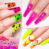 Meet Across Neon Gel Nail Polish Set 12Pcs Fluorescent Orange Yellow Green Blue Hot Pink Red Purple Spring Summer Nail Polish Se