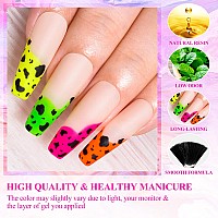 Meet Across Neon Gel Nail Polish Set 12Pcs Fluorescent Orange Yellow Green Blue Hot Pink Red Purple Spring Summer Nail Polish Se