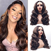 Xagujpo Fb30 Ombre Brown Body Wave V Part Wig Human Hair Beginner Friendly No Sew In Upgrade U Part Wig Balayage Highlight Huma